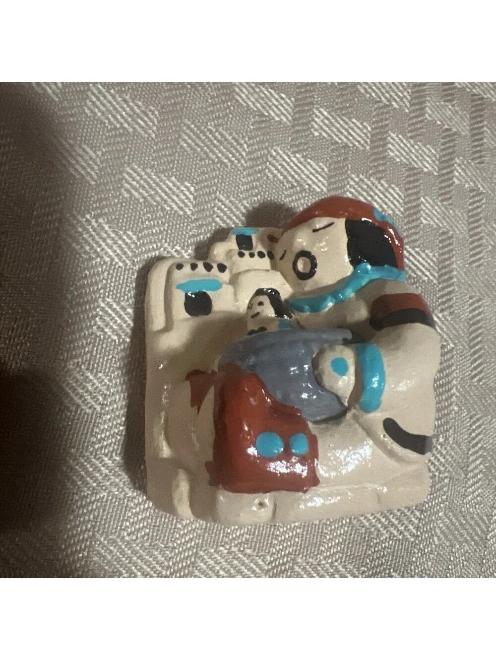 Vintage Handmade Ceramic Southwestern Magnets Folk Art Lot of 4 1990s handpaint